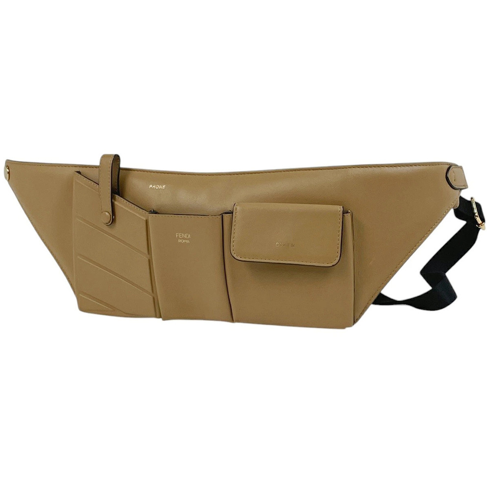 Fendi waist bag body leather Beige Cream black